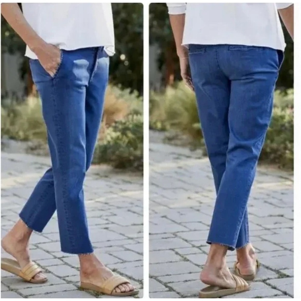 Frank & Eileen Wickow Italian Performance Denim Chino Pants Blue Size 2